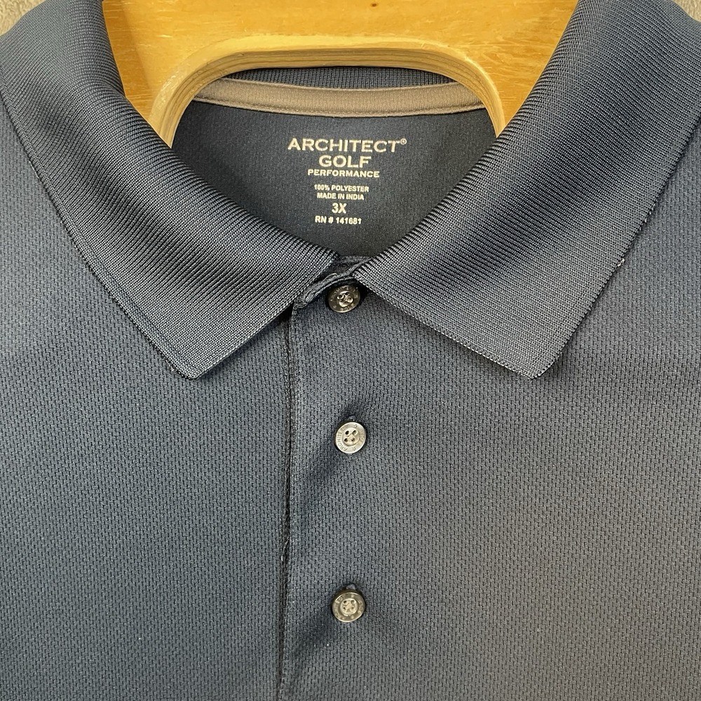 Architect Golf Performance Men's 3XL Polo Dark Blue Short Sleeves Lightweight - Picture 3 of 6